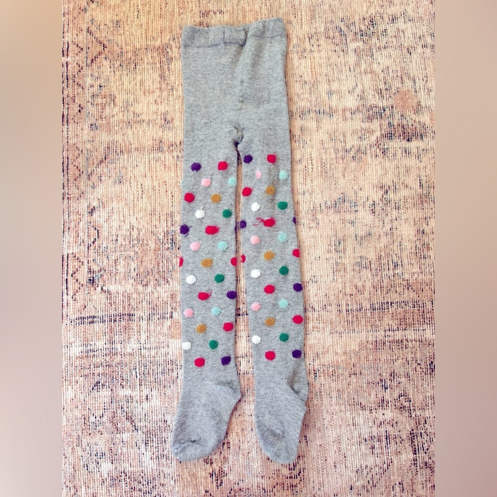 Gray Tights with Colorful Polka Dots 4-5